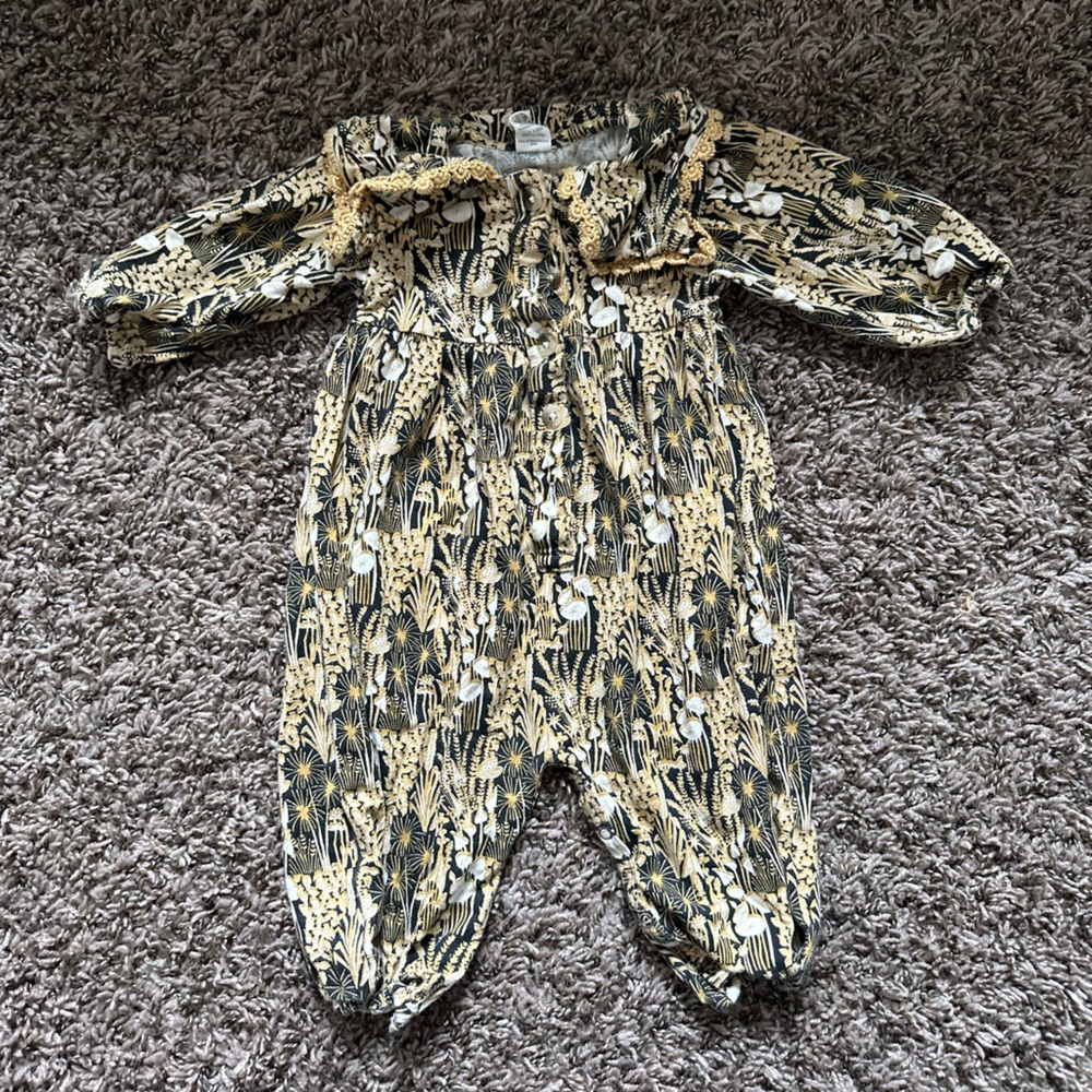 Kate Quinn Bamboo Black and Cream Patterned Romper